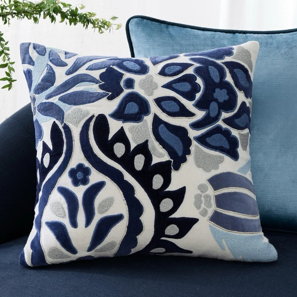 Williams Sonoma Home Throw Pillow - Izlara Floral Applique pattern